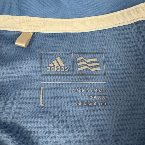 Adidas Advantage Golf Polo L Light Blue Short Sleeve Sporty Clean Athleisure - Picture 4 of 7